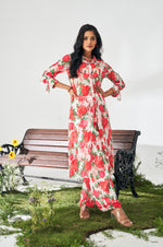 Rose Red Floral Digital Printed Co-Ord Set