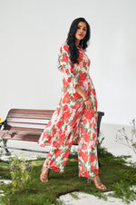 Rose Red Floral Digital Printed Co-Ord Set