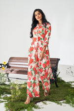 Rose Red Floral Digital Printed Co-Ord Set