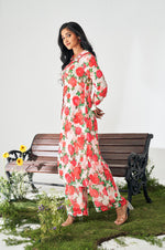 Rose Red Floral Digital Printed Co-Ord Set