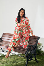Rose Red Floral Digital Printed Co-Ord Set