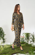 Brown Ethnic Motif Printed Wrap Top and Pant Set
