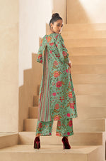Pista Green Digital Floral Printed Dola Silk Kurta Set