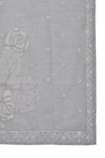 Grey Ethnic Motifs Floral Embroidered Straight Thread Work Kurta Set