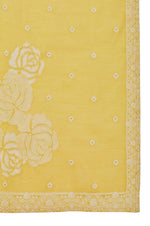 Yellow Ethnic Motifs Floral Embroidered Straight Thread Work Kurta Set