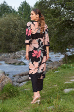 Black Floral Printed Pure Cotton Kurta With Trouser
