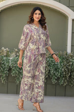 Multicolour Viscose Reyon Printed Top and Pant Co-ord Set