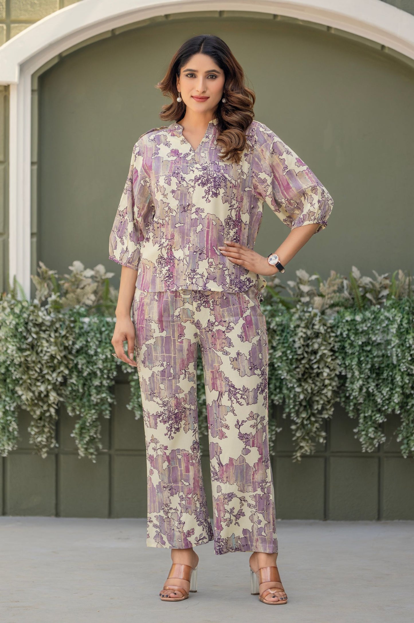 Multicolour Viscose Reyon Printed Top and Pant Co-ord Set