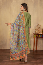 Pista Cotton Printed Kurta Set with Dupatta