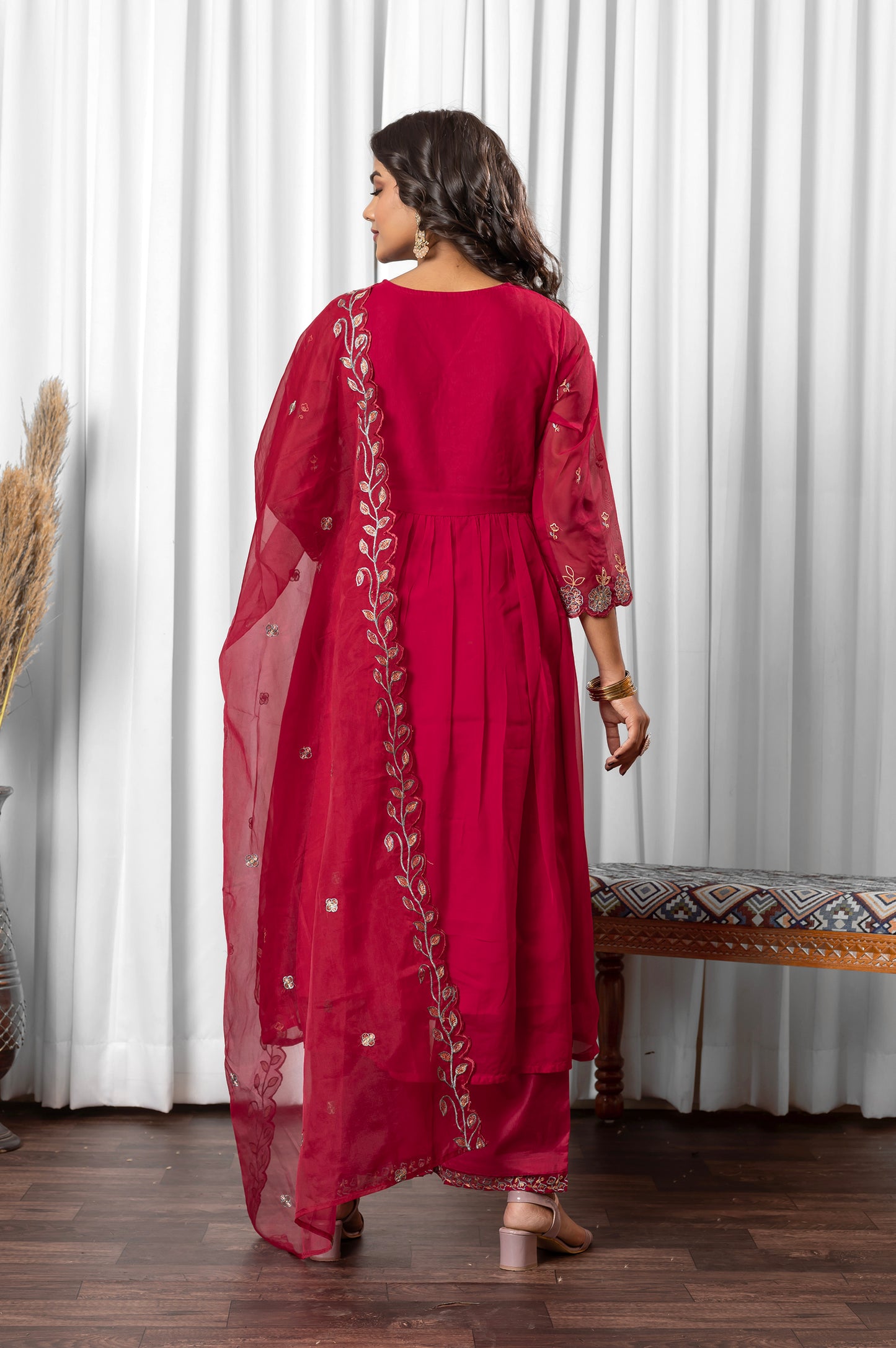 Light Pink Tabby Embroidered Anarkali Kurta Set with Dupatta