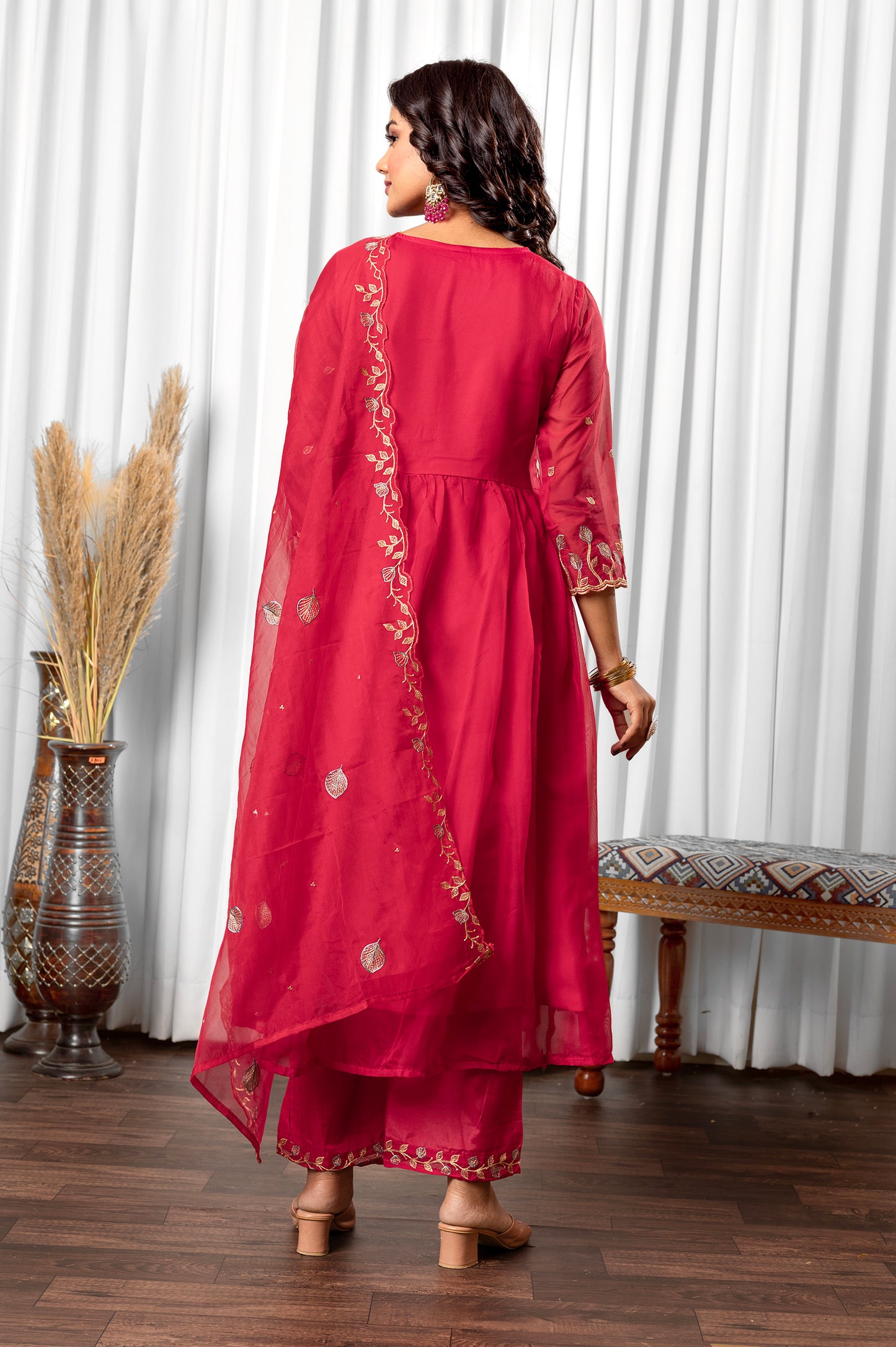 Pink Tabby Embroidered Anarkali Kurta Set with Dupatta
