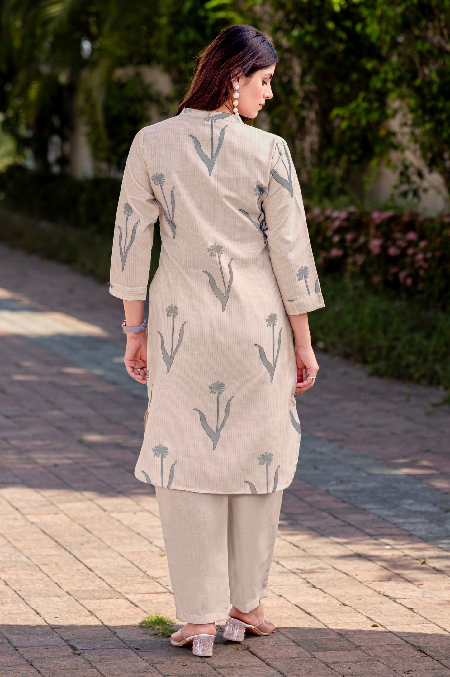 Cream Cotton Bland Printed Co-ord Set