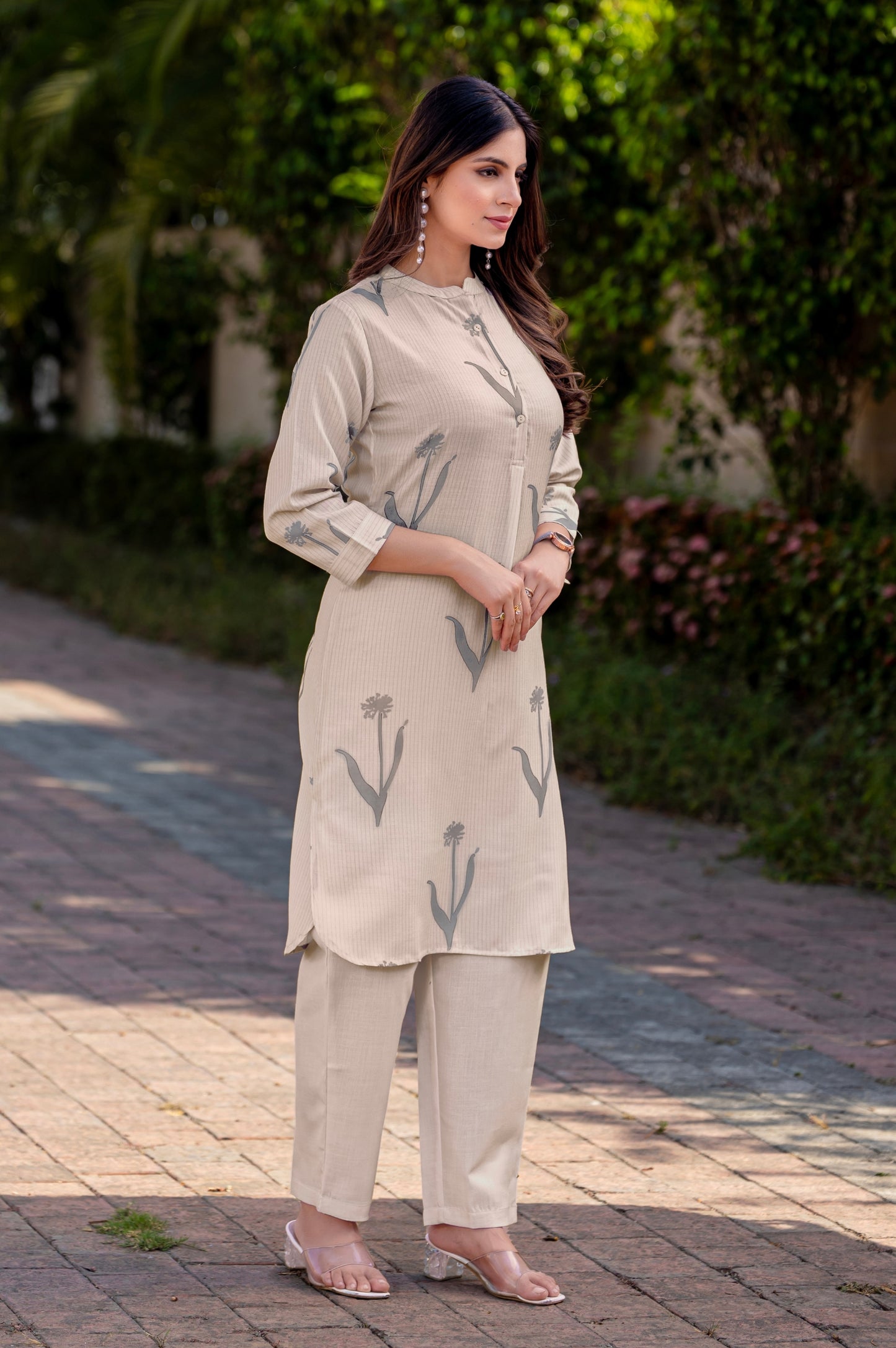 Cream Cotton Bland Printed Co-ord Set
