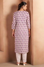Cream & Wine Pure Cotton Paisley Printed Kurta For Women