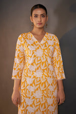 Yellow Pure Cotton Floral Printed Kurta For Women