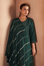 Dark Green Cotton Blend Embroidered With Sequined Work Kurta Set For Women