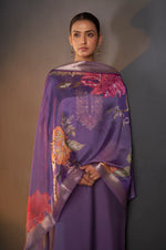 Purple Roman Silk Embroidered With Sequined Work Kurta set For Women