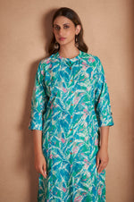 Blue Cotton Blend Floral Printed Kurta For Women