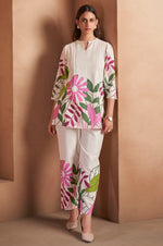 Off White Pure Cotton Floral Printed Co-Ord Set For Women
