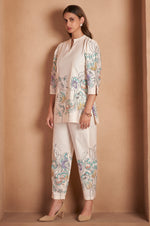 White Pure Cotton Floral Printed Co-Ord Set For Women