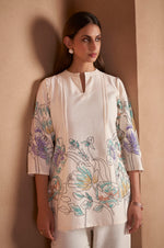 White Pure Cotton Floral Printed Co-Ord Set For Women