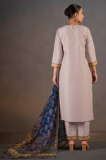 Cream Chinnon Floral Printed Kurta Set For Women