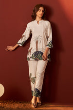 Off White Pure Cotton Printed Co-Ord Set For Women