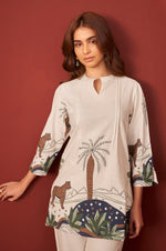 Off White Pure Cotton Printed Co-Ord Set For Women