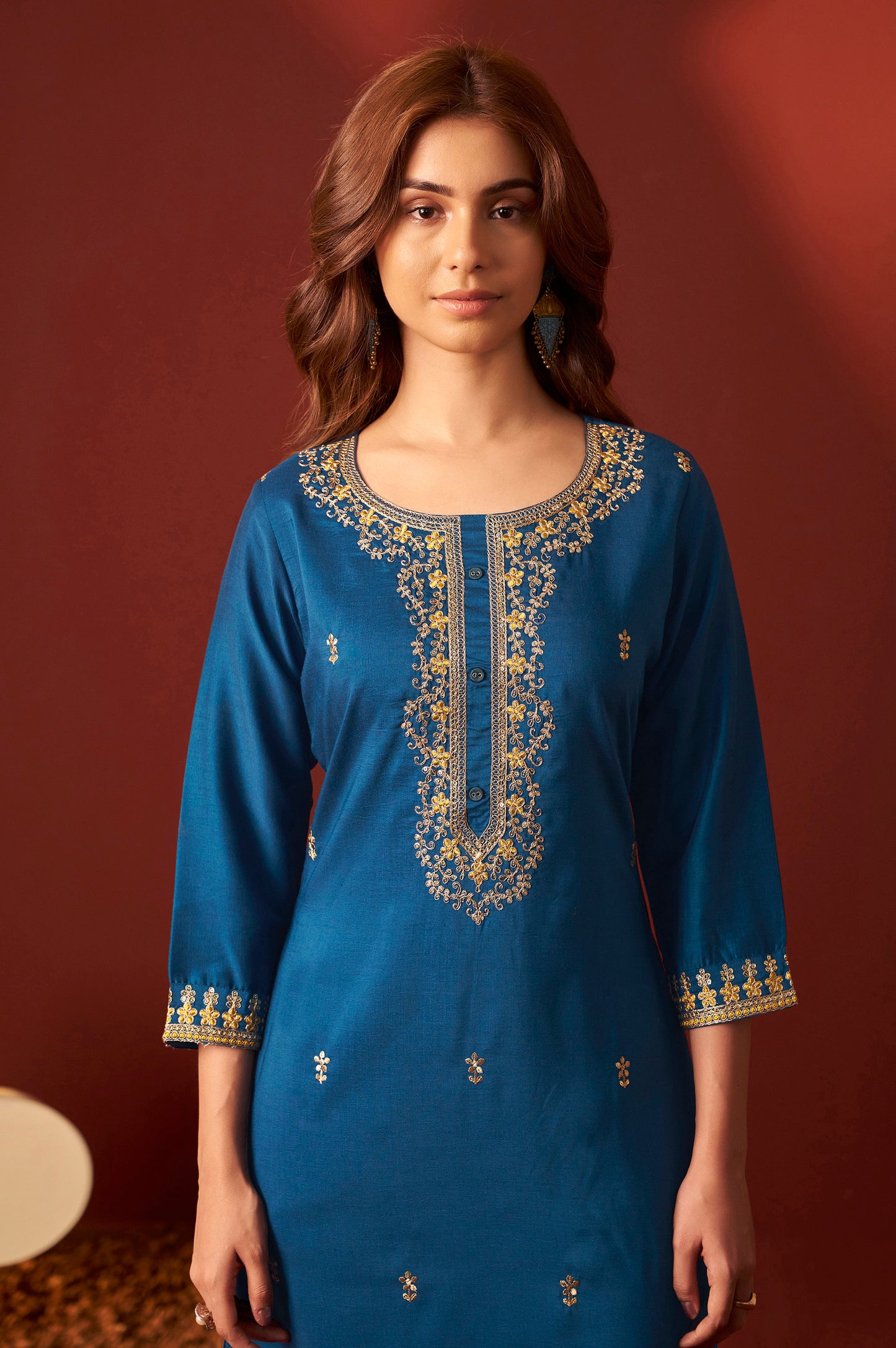 Rama Chinnon Embroidered Kurta Set With dupatta