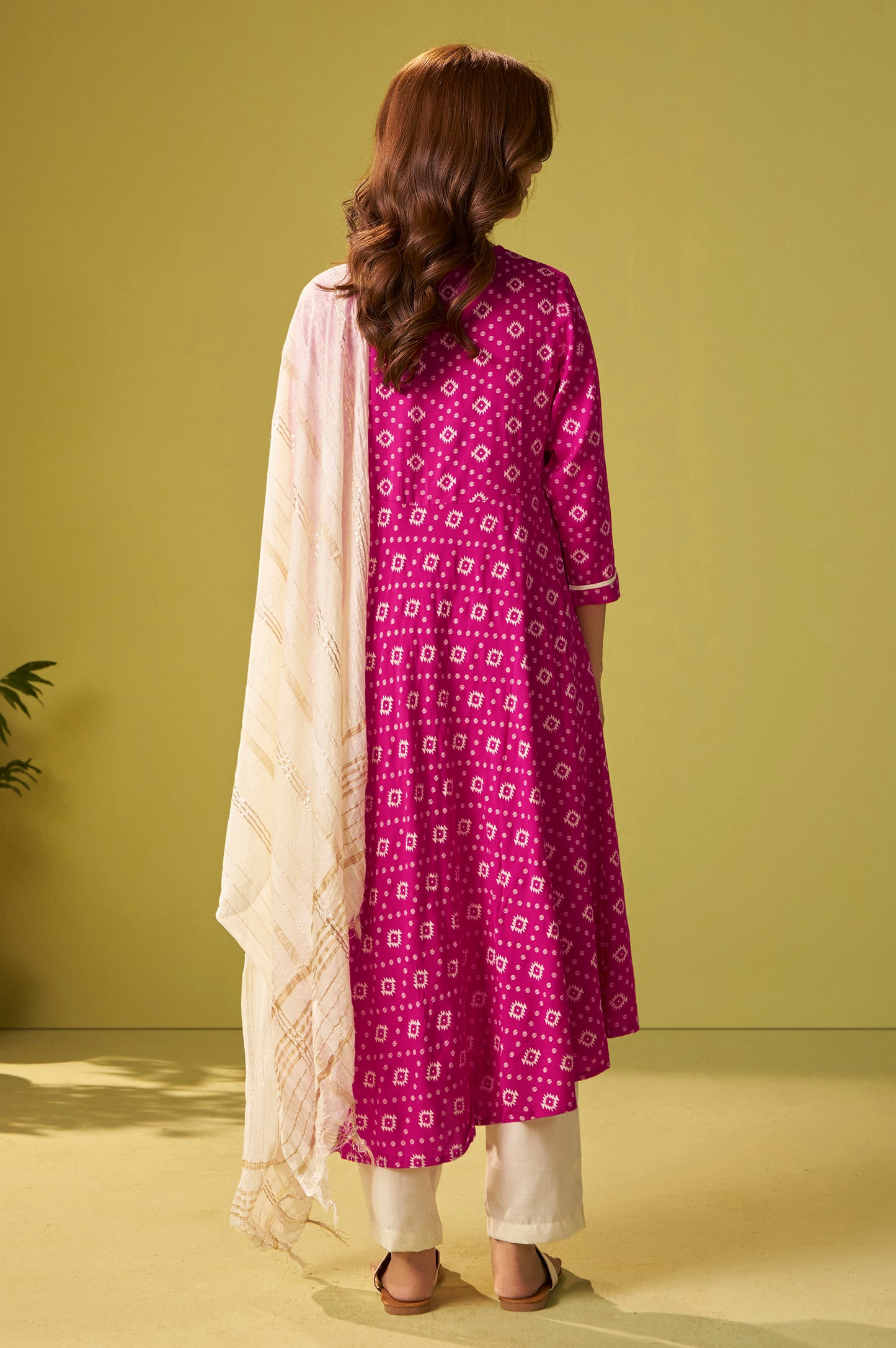 Pink Viscose Rayon Printed Anarkali Kurta Set With Dupatta For Women
