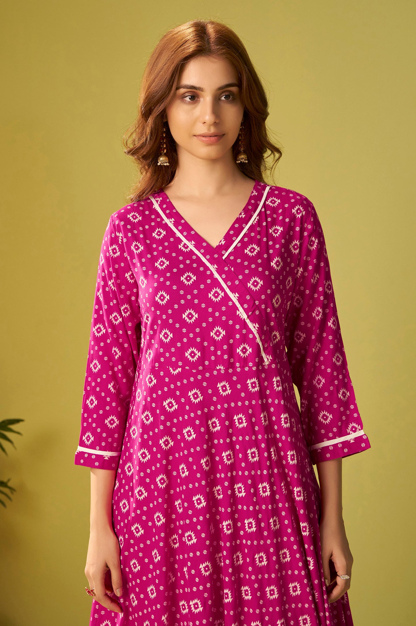 Pink Viscose Rayon Printed Anarkali Kurta Set With Dupatta For Women