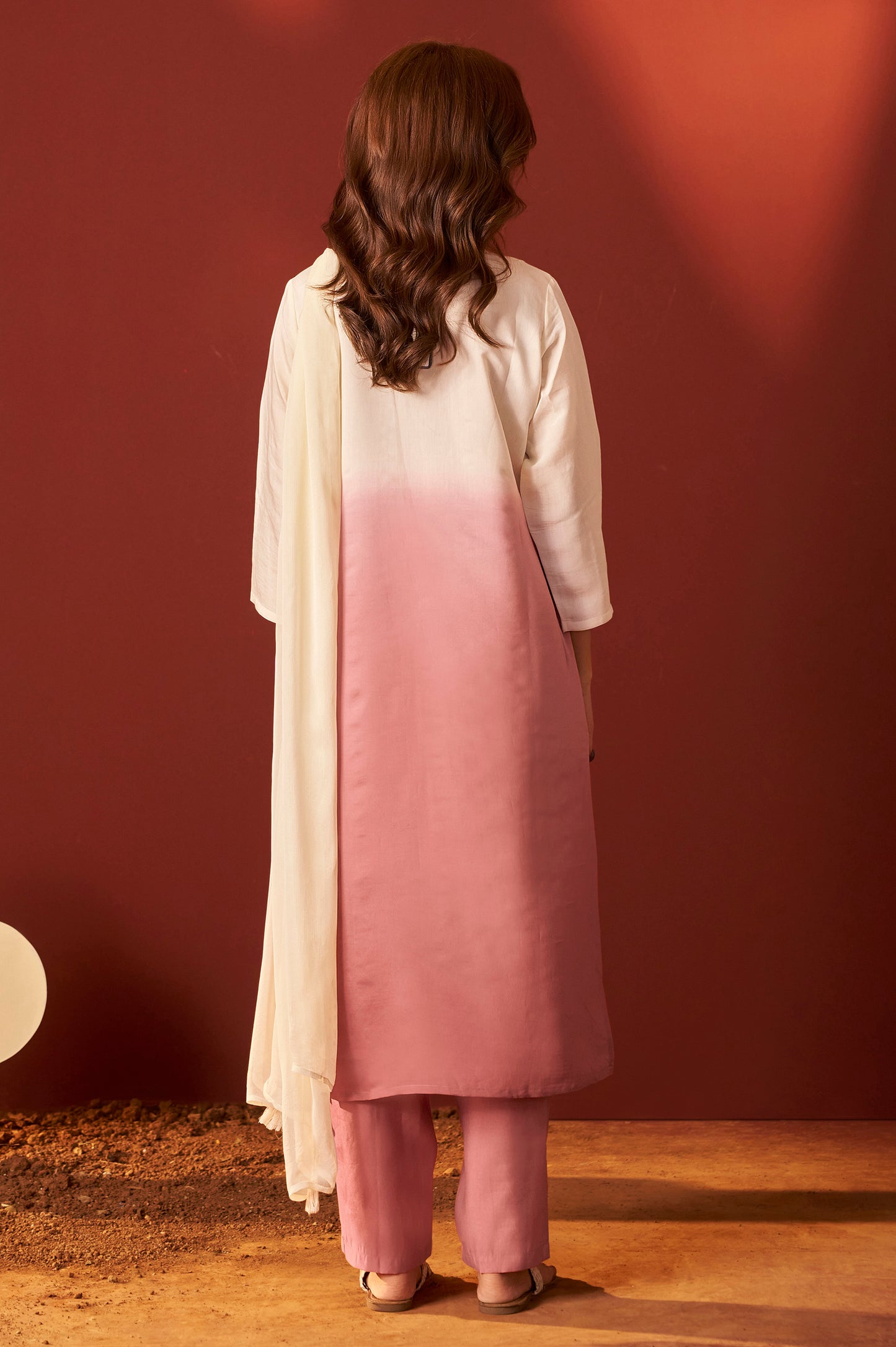 Rust Pure Chanderi Embroidered Kurta Set With Dupatta For Women