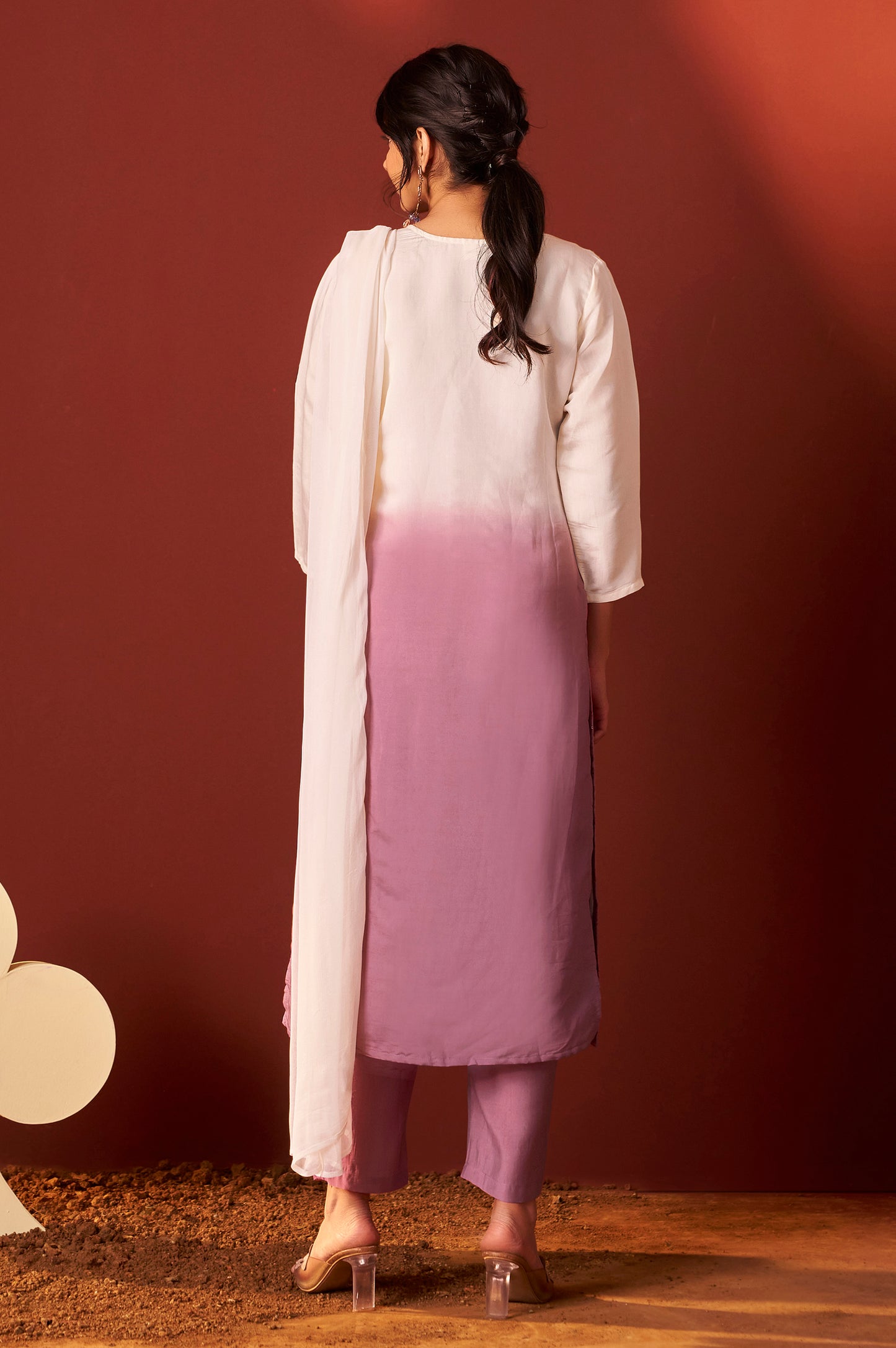 Purple Pure Chanderi Embroidered Kurta Set With Dupatta For Women