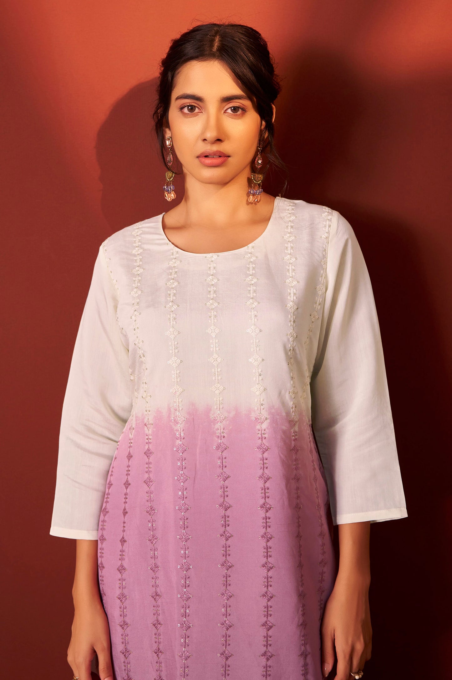Purple Pure Chanderi Embroidered Kurta Set With Dupatta For Women