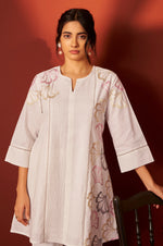 Off White Pure Cotton Embroidered Co-Ord Set For Women