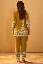 Mustard Rayon Floral Printed Co-Ord Set For Women