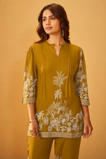Mustard Rayon Floral Printed Co-Ord Set For Women