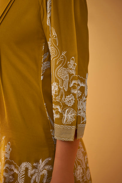 Mustard Rayon Floral Printed Co-Ord Set For Women