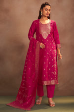 Women's Rani Jacquard Art Silk Straight Kurta Set with Cotton Bottom & Silk Blend Dupatta