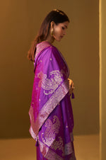 Women's Purple Jacquard Art Silk Straight Kurta Set with Cotton Bottom & Silk Blend Dupatta
