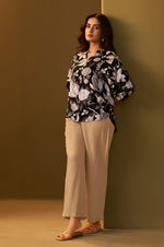 Black and Brown Viscose Reyon Printed Top and Pant Co-ord Set