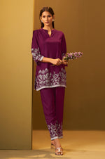 Maroon Rayon Floral Printed Co-Ord Set For Women