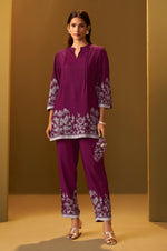 Maroon Rayon Floral Printed Co-Ord Set For Women