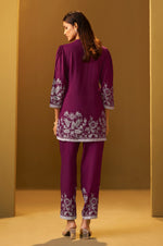 Maroon Rayon Floral Printed Co-Ord Set For Women