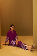 Maroon Rayon Floral Printed Co-Ord Set For Women