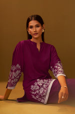 Maroon Rayon Floral Printed Co-Ord Set For Women