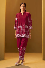 Red Rayon Floral Printed Co-Ord Set For Women