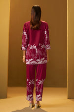 Red Rayon Floral Printed Co-Ord Set For Women