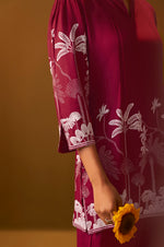 Red Rayon Floral Printed Co-Ord Set For Women