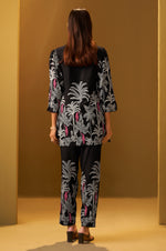 Black Rayon Floral Printed Co-Ord Set For Women